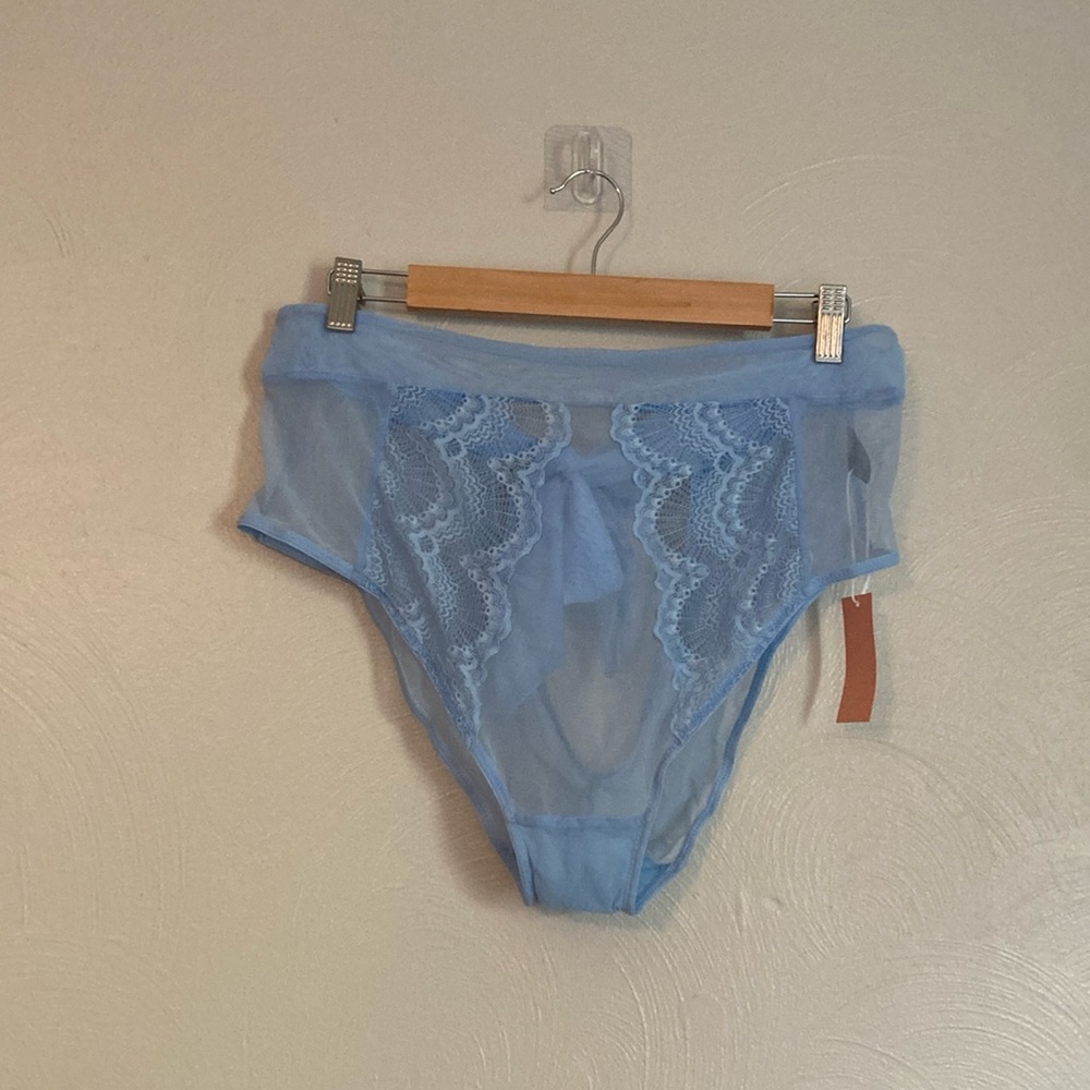 Blue High Waisted Panties with Bow and‎ cutout
